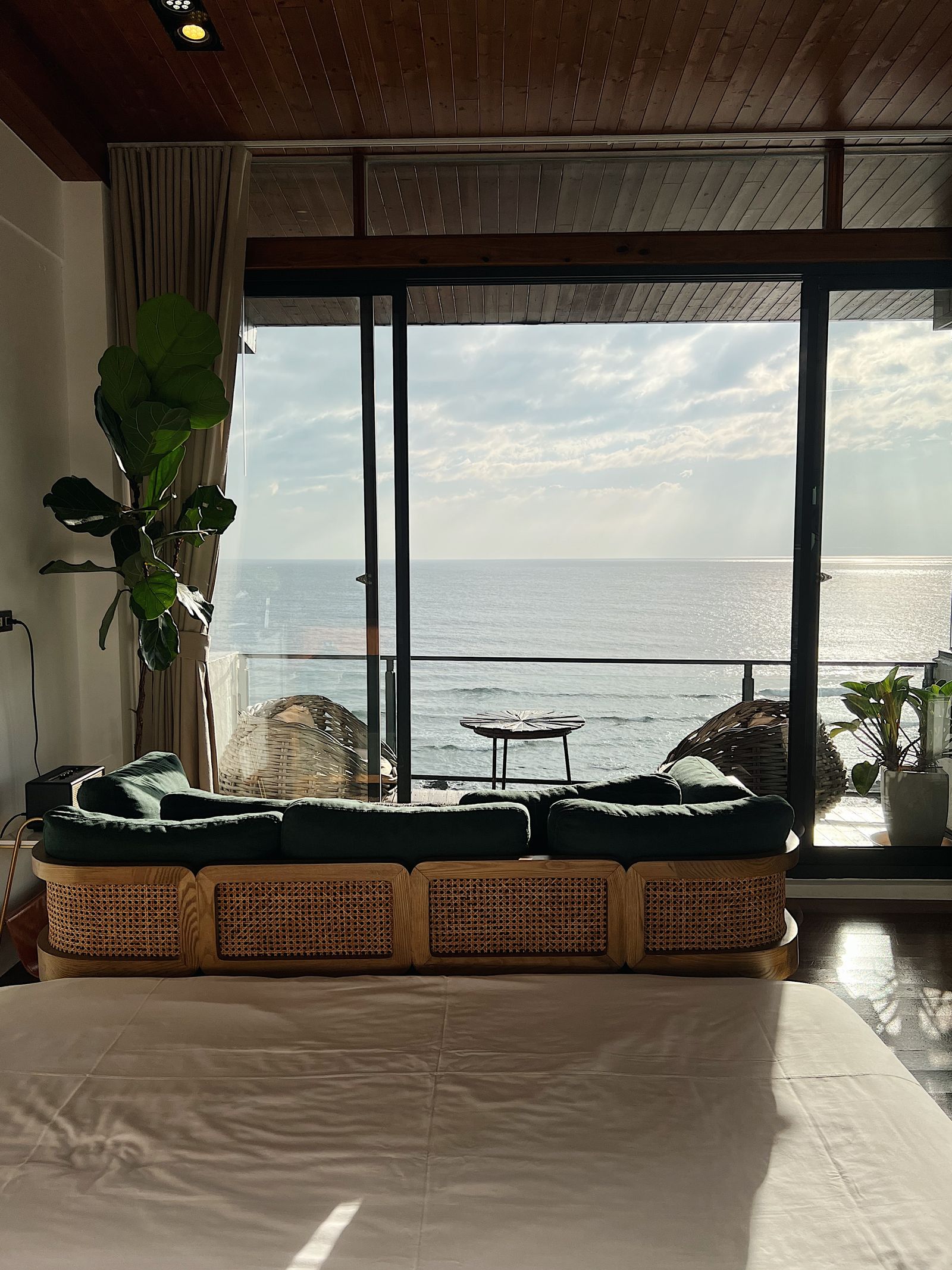 Illustrative coastal hotel room